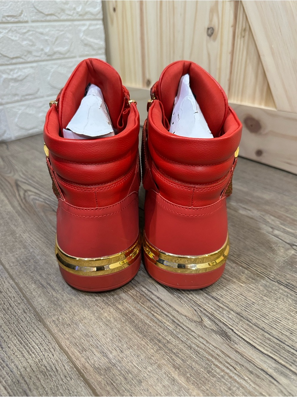 Aldo Roger High Top Lace-up Basketball Sneakers Men's US 11 EU 44 Red Gold New - Picture 4 of 8